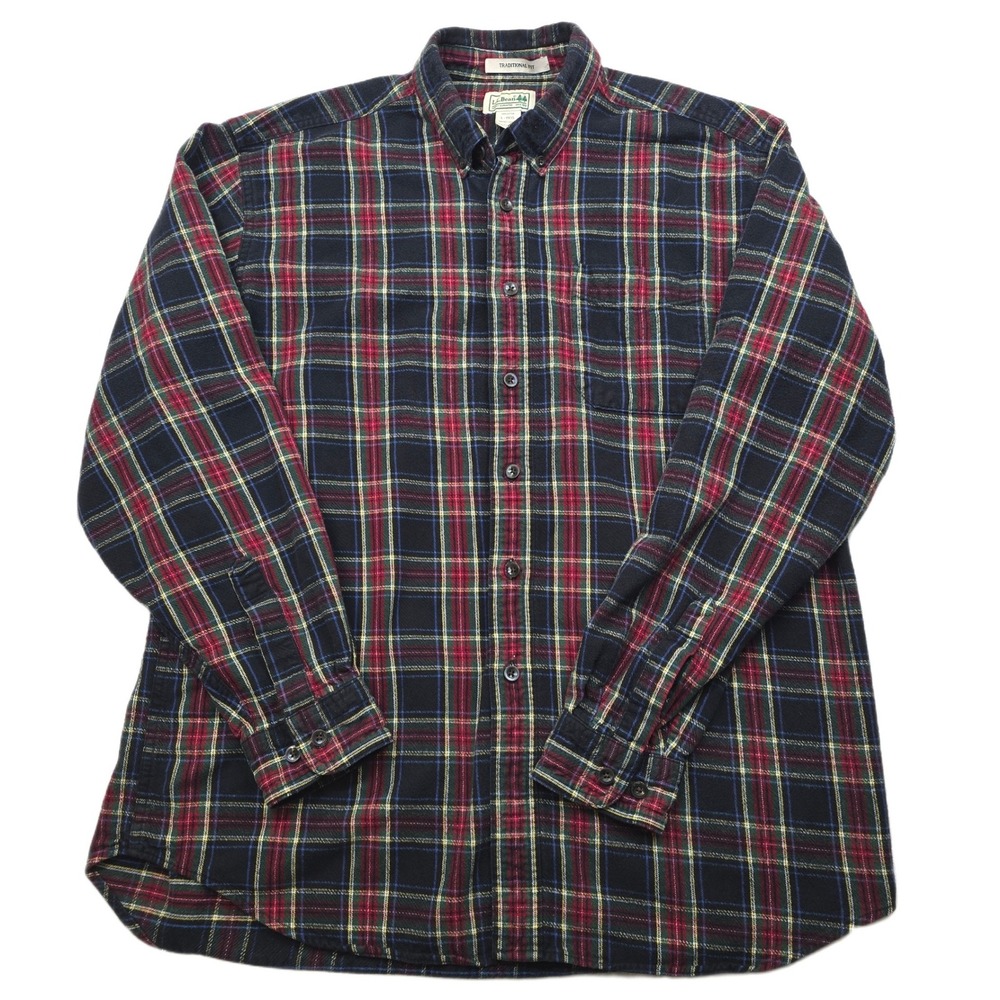 LL Bean Plaid Flannel Shirt Men's Large Regular Traditional Fit Cotton‎ Y2K VTG